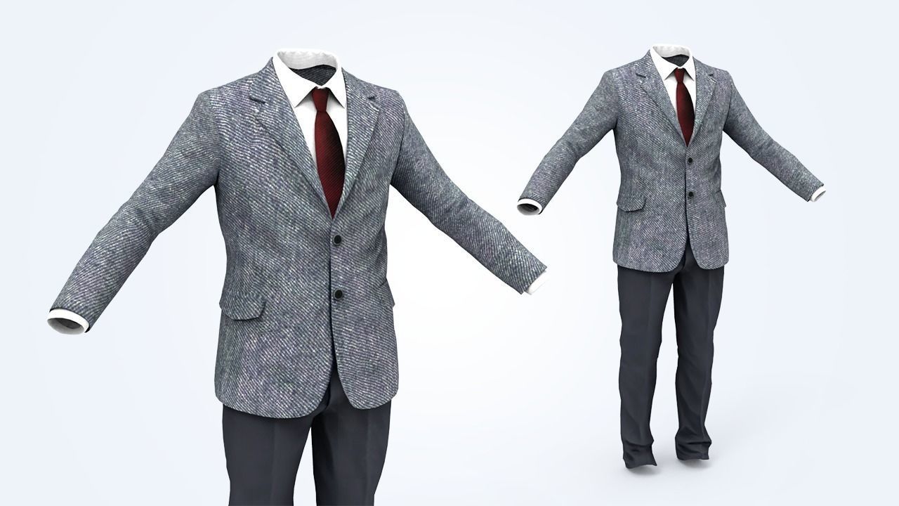 Suit Man Low-poly 3D model_12