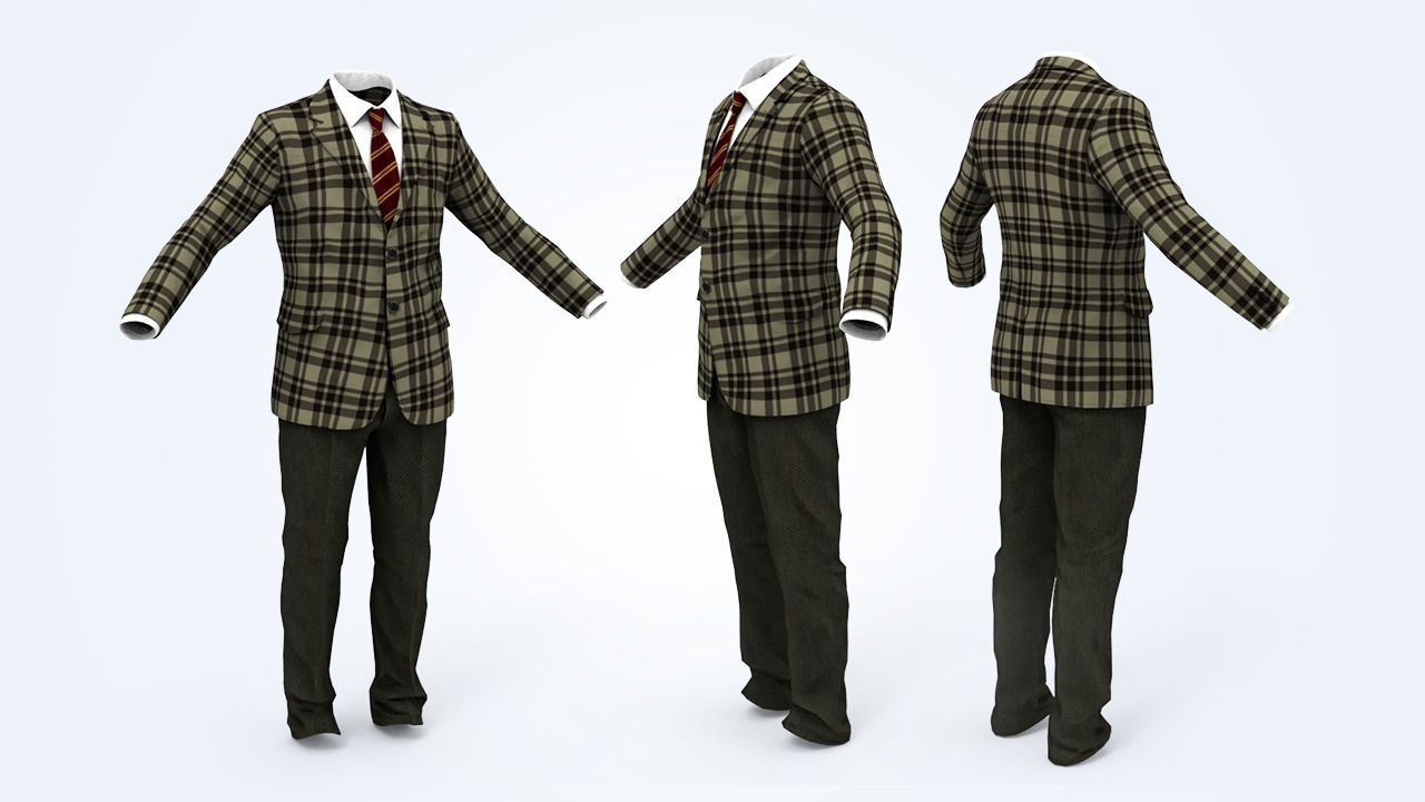 Suit Man Low-poly 3D model_79