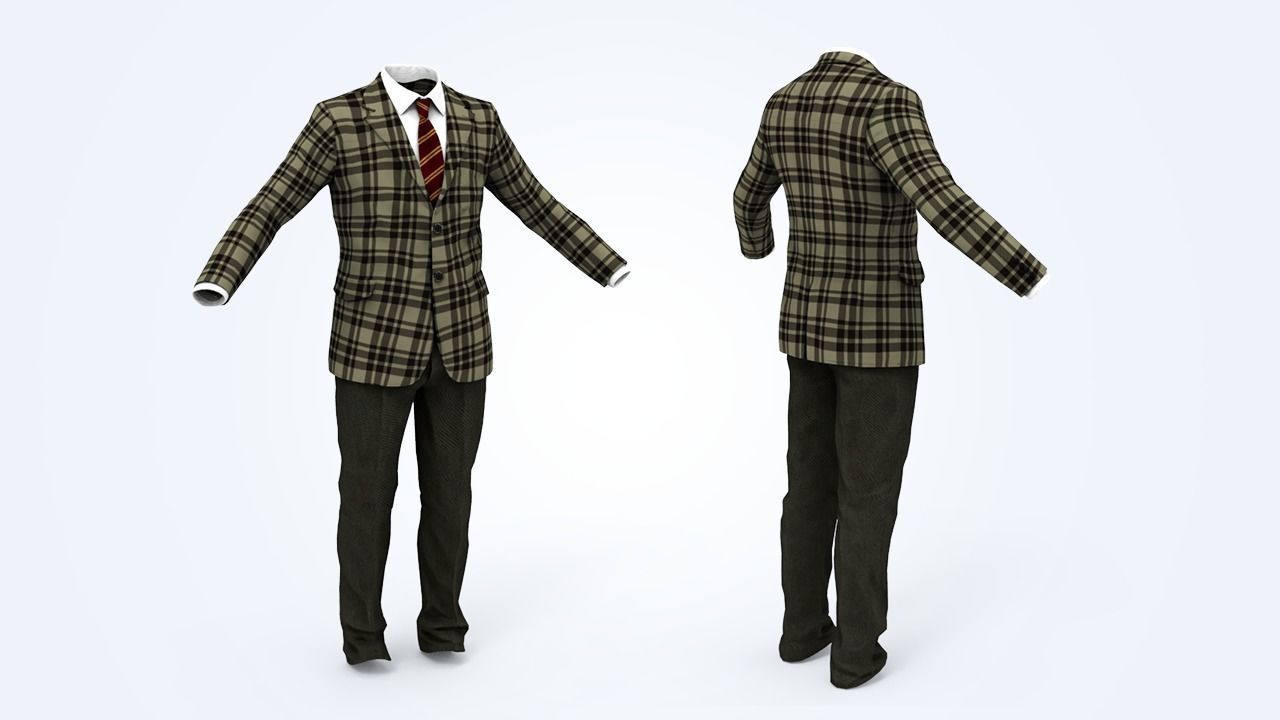 Suit Man Low-poly 3D model_55