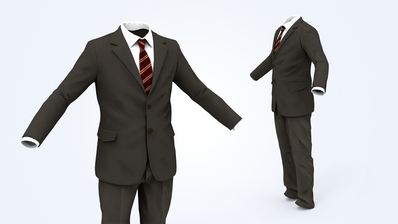 Suit Man Low-poly 3D model_27