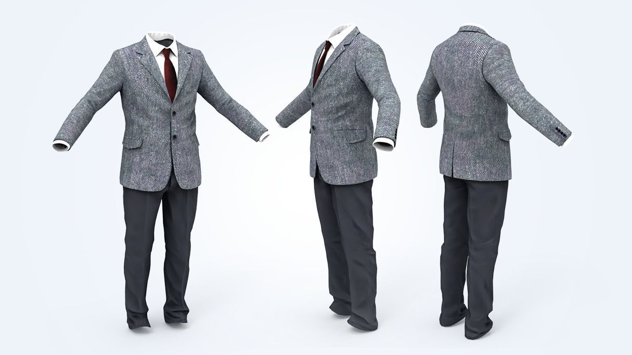 Suit Man Low-poly 3D model_74
