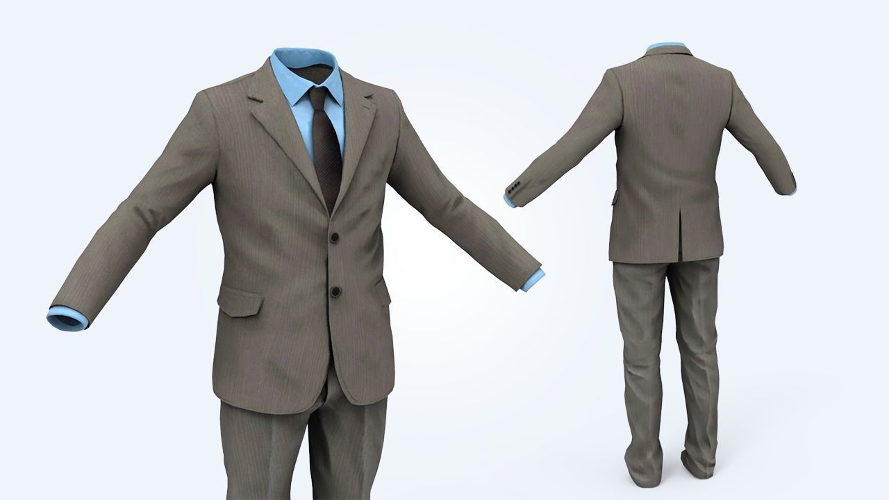 Suit Man Low-poly 3D model_21