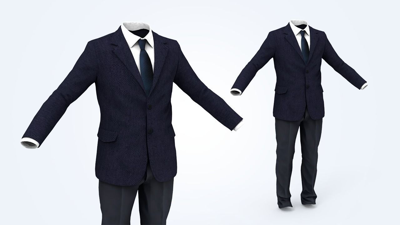 Suit Man Low-poly 3D model_3