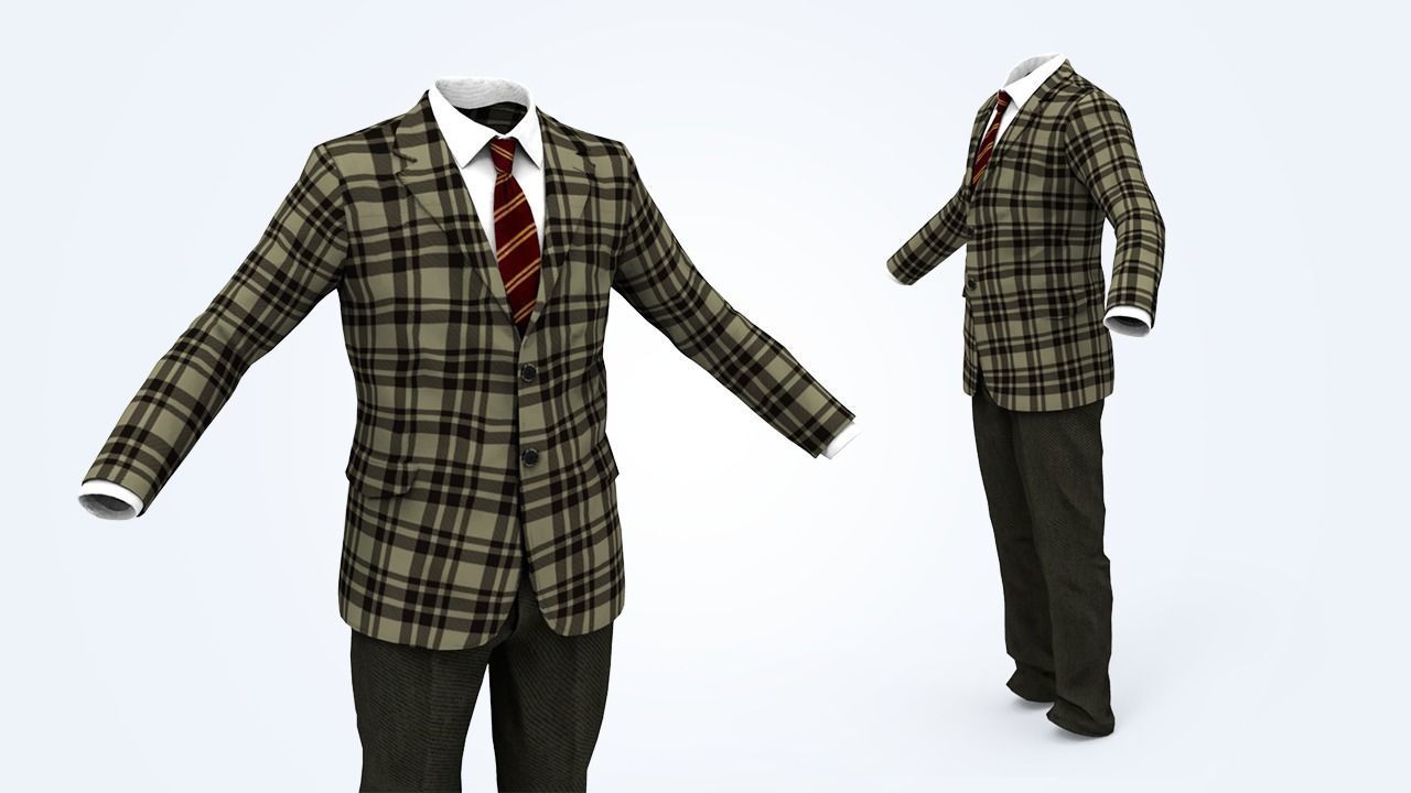 Suit Man Low-poly 3D model_31