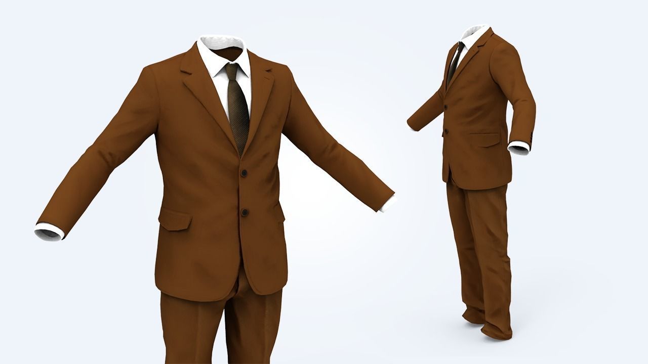 Suit Man Low-poly 3D model_35