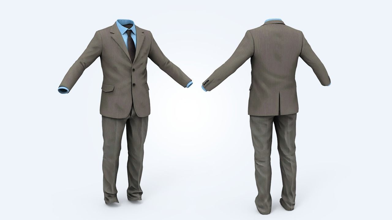 Suit Man Low-poly 3D model_46