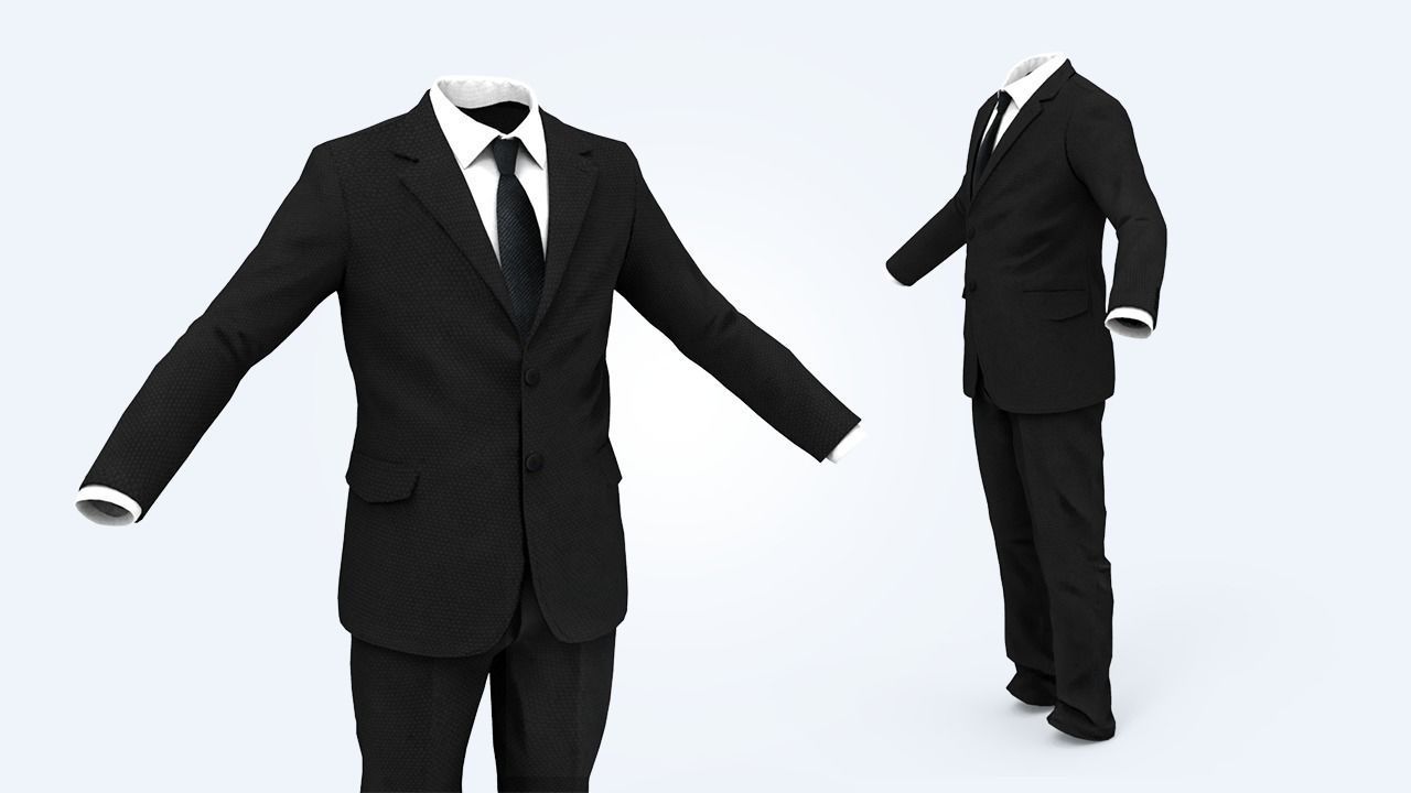 Suit Man Low-poly 3D model_33
