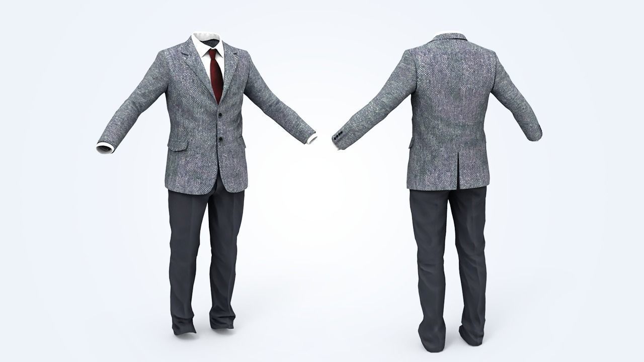 Suit Man Low-poly 3D model_38