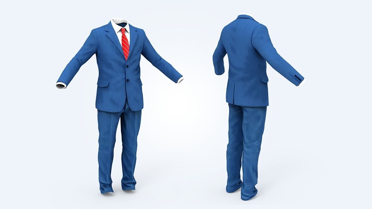 Suit Man Low-poly 3D model_56