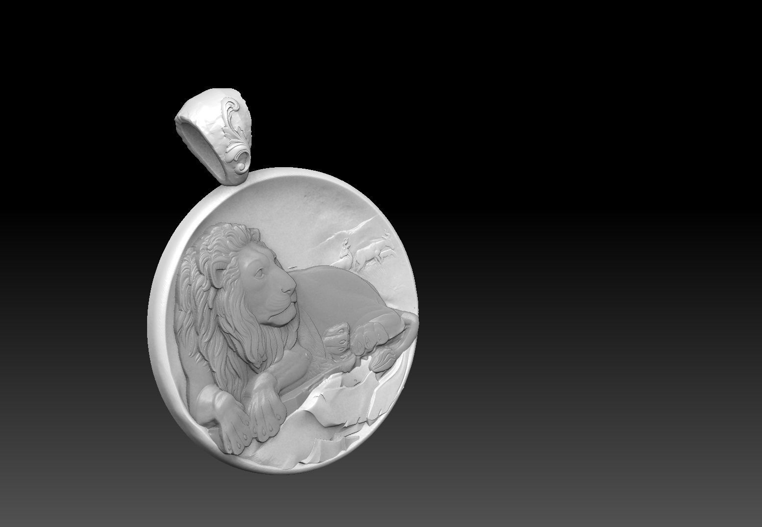 lion pendant zodiac sign 3D print model_3