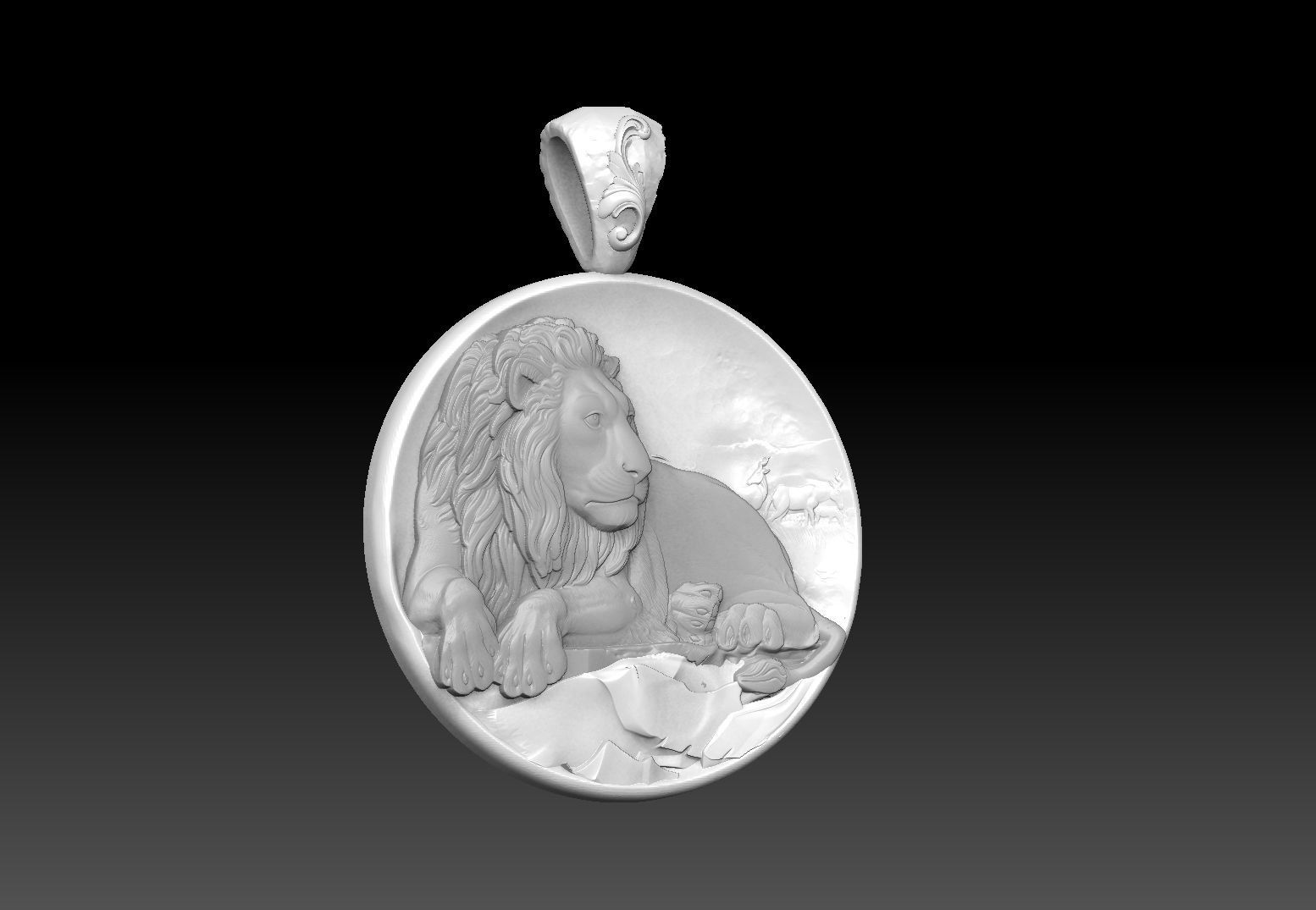 lion pendant zodiac sign 3D print model_2