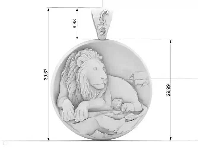 lion pendant zodiac sign 3D print model