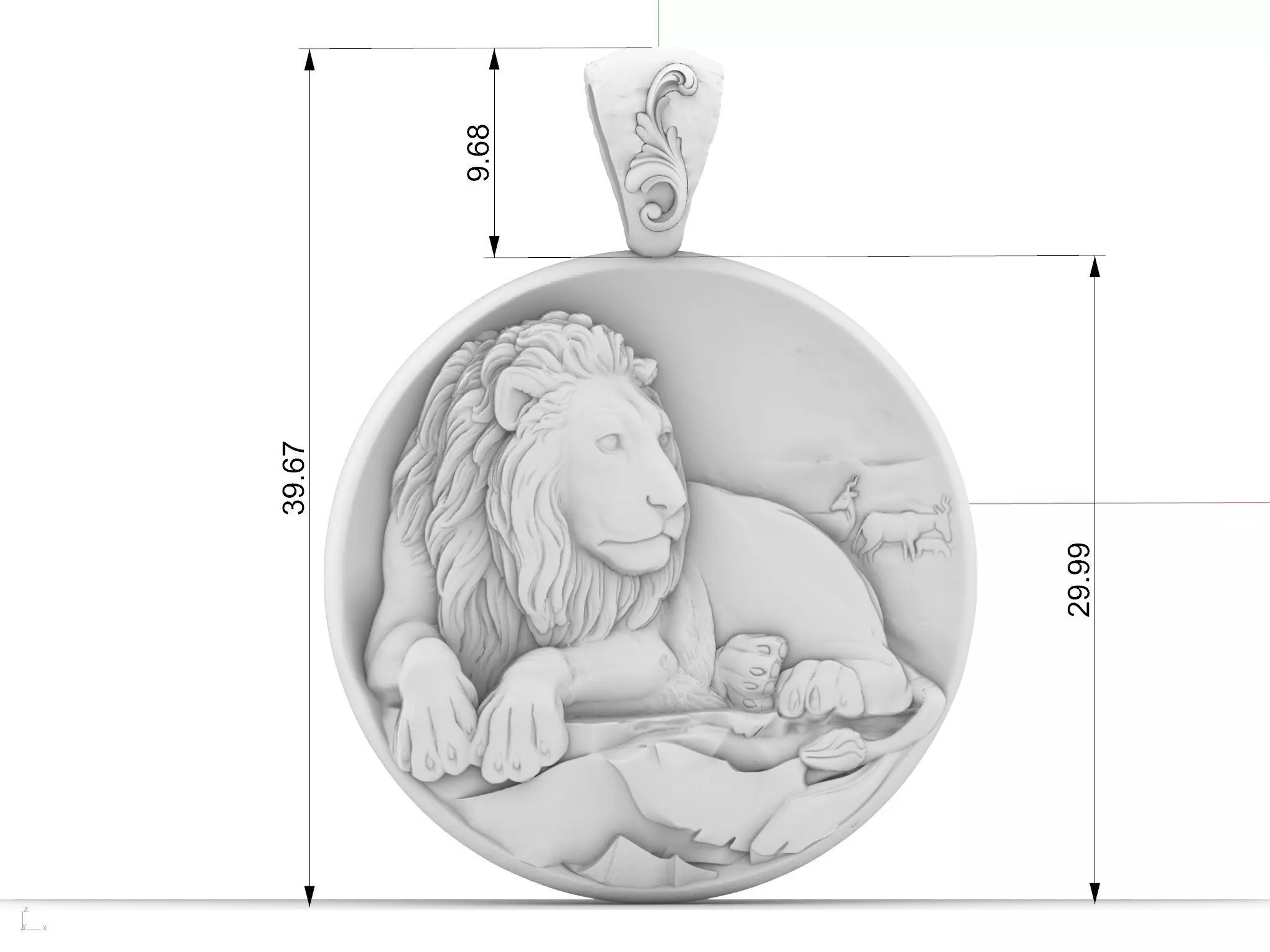 lion pendant zodiac sign 3D print model_0