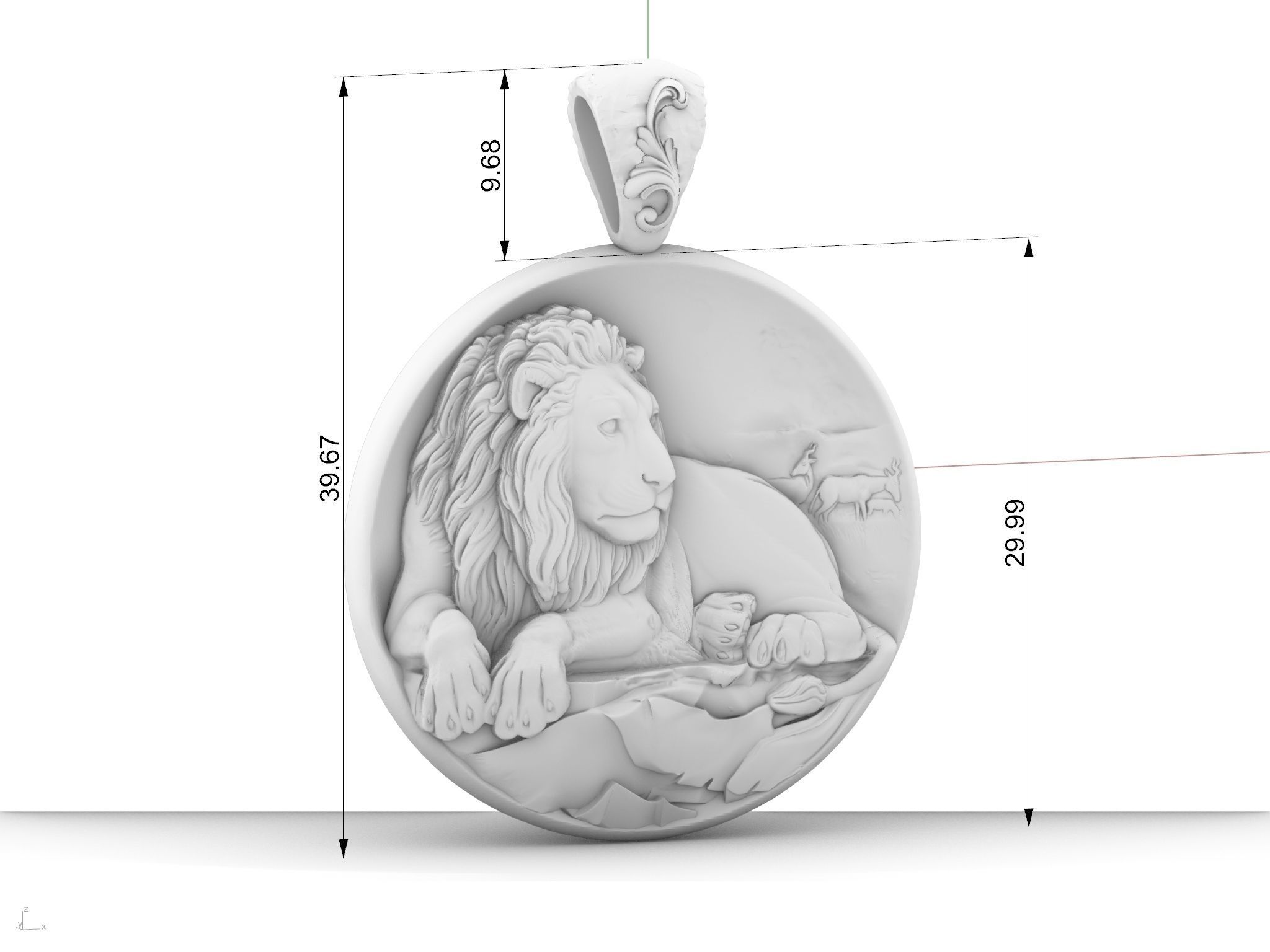 lion pendant zodiac sign 3D print model_6