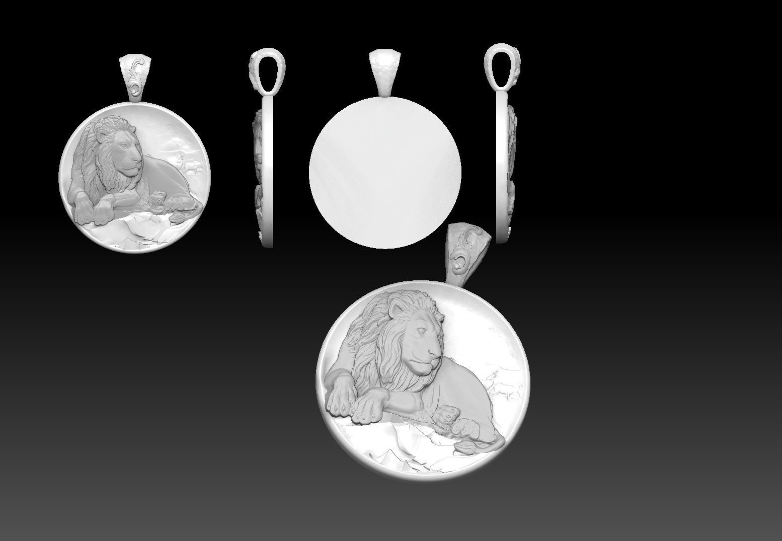 lion pendant zodiac sign 3D print model_4