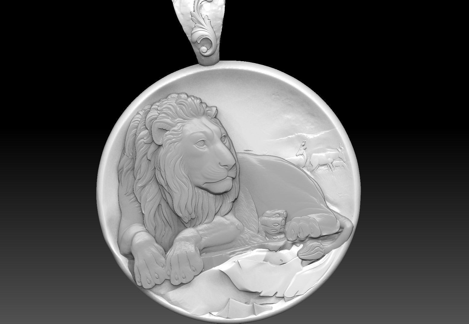 lion pendant zodiac sign 3D print model_5