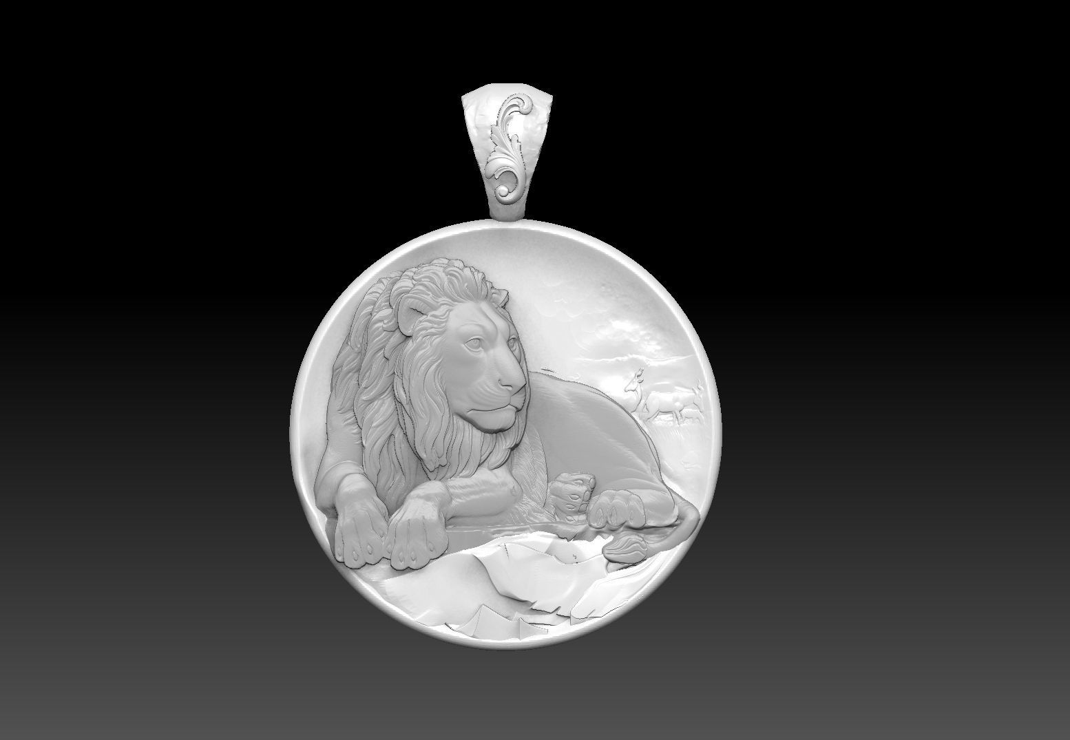 lion pendant zodiac sign 3D print model_1