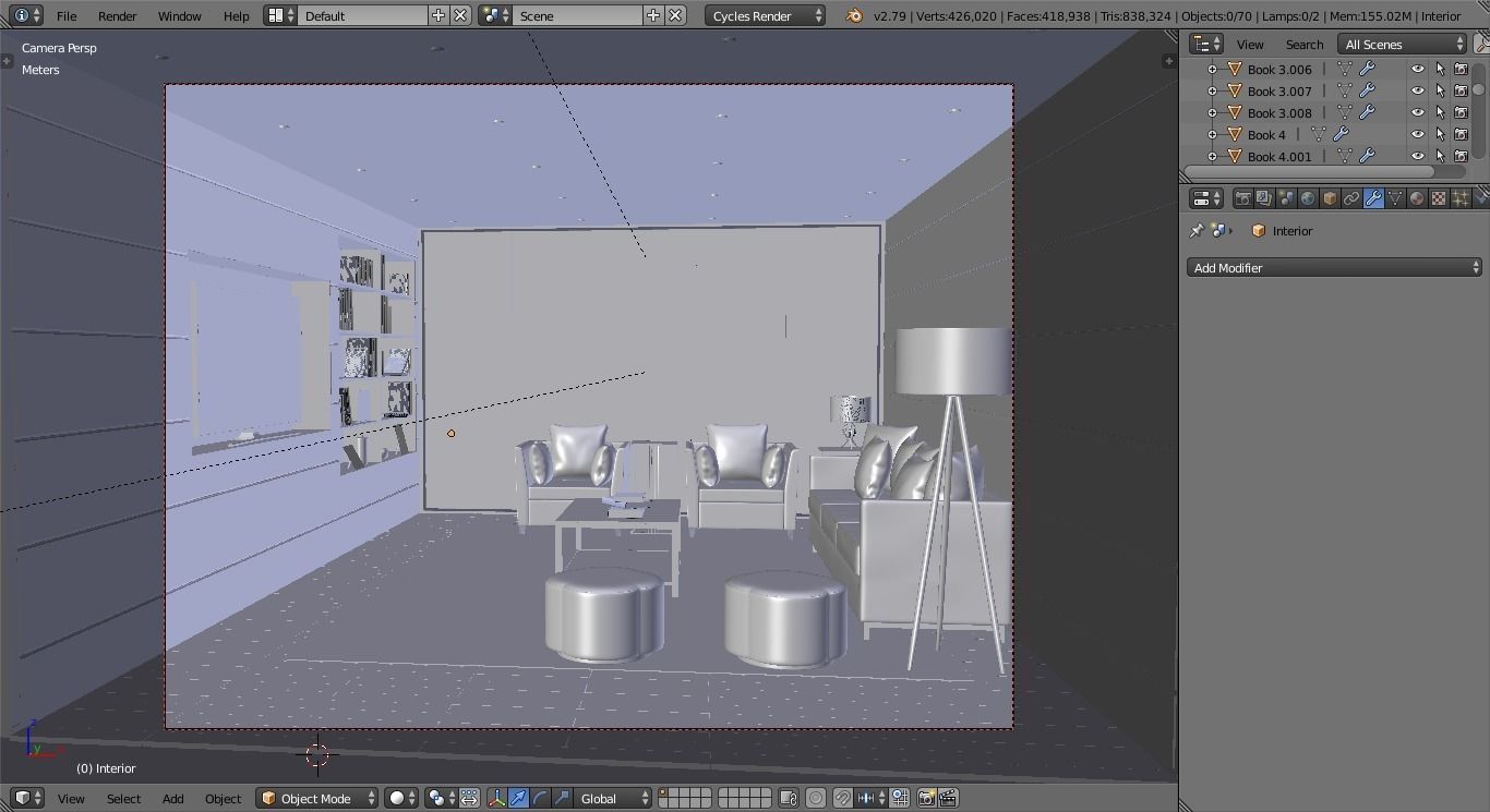 Modern Living room 3D model_5