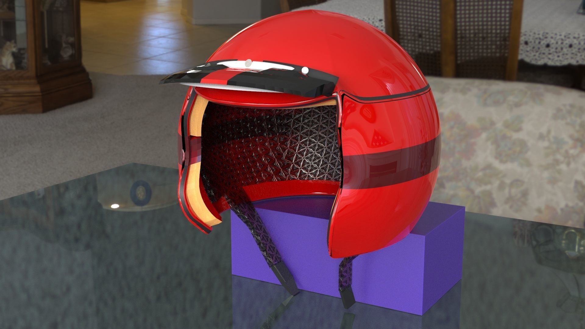 Helmet motorcycle in turquoise Free 3D model_2