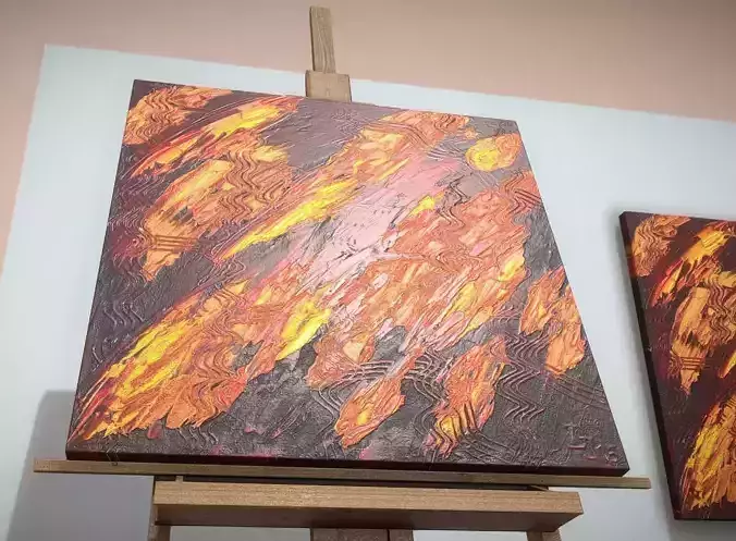 Oil Painting - Red Row No 1 Low-poly 3D model