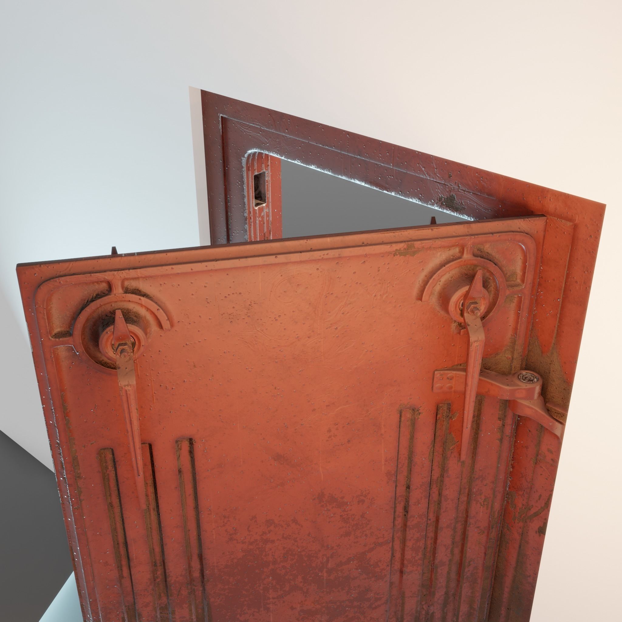 Armoured door Low-poly 3D model_3