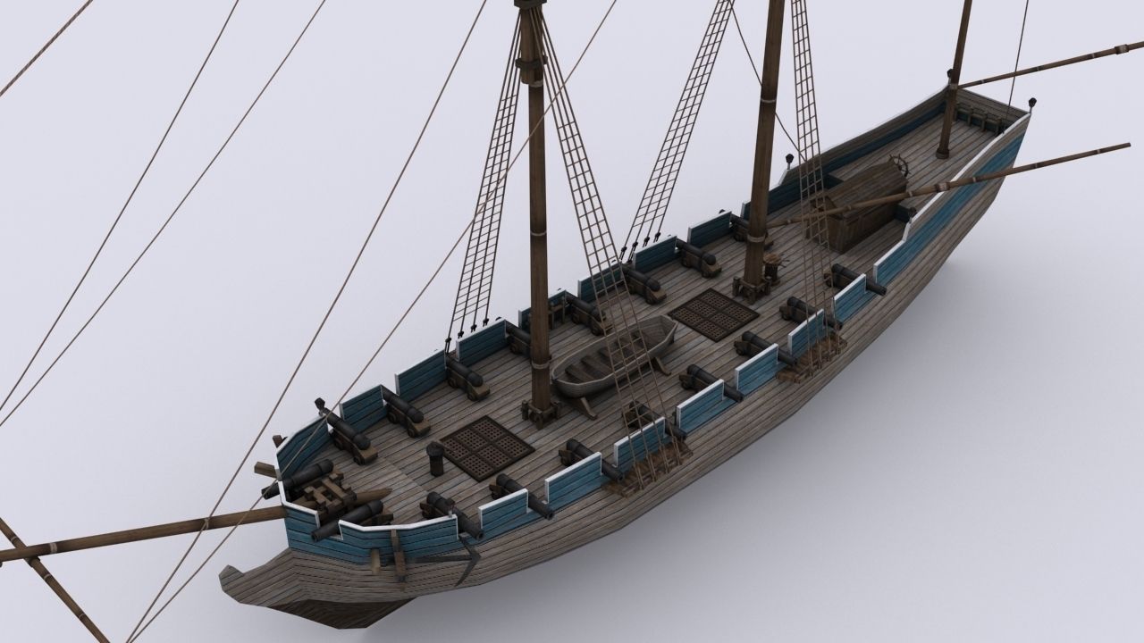 schooner 1 sailing ship Low-poly 3D model_4