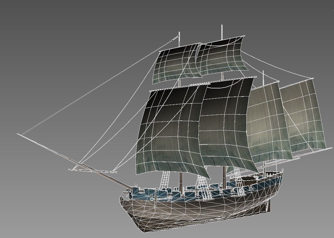 schooner 1 sailing ship Low-poly 3D model_6