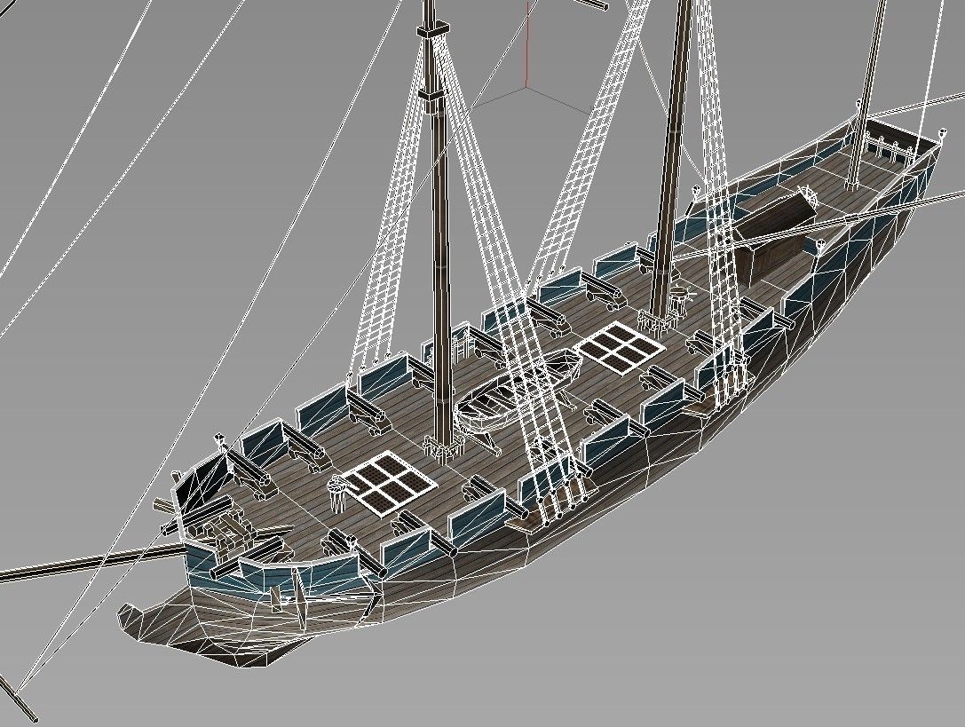 schooner 1 sailing ship Low-poly 3D model_7
