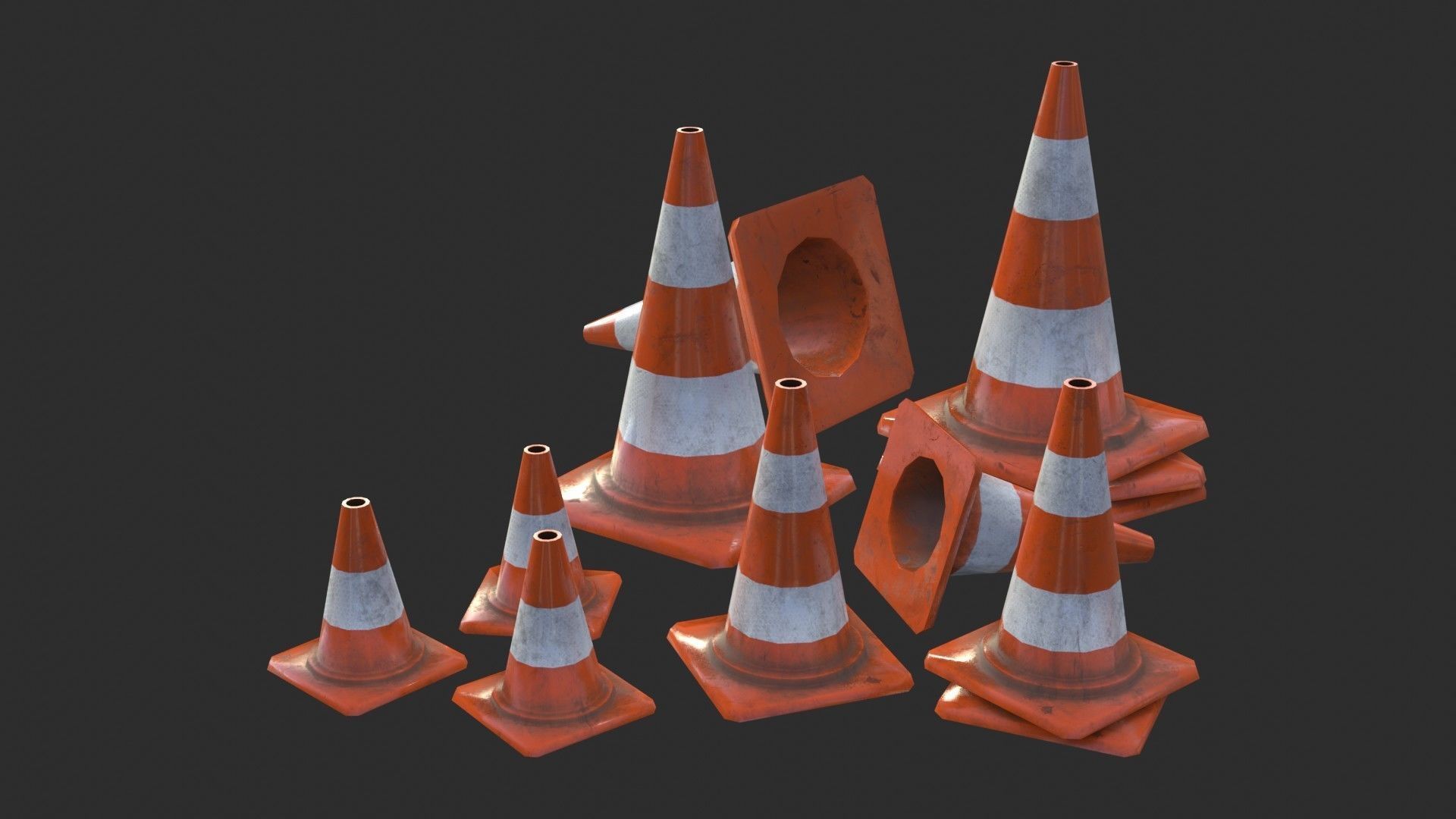 Traffic Cone Assets 01 Low-poly 3D model_4