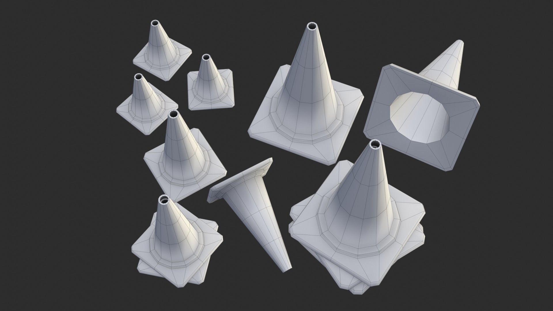 Traffic Cone Assets 01 Low-poly 3D model_16