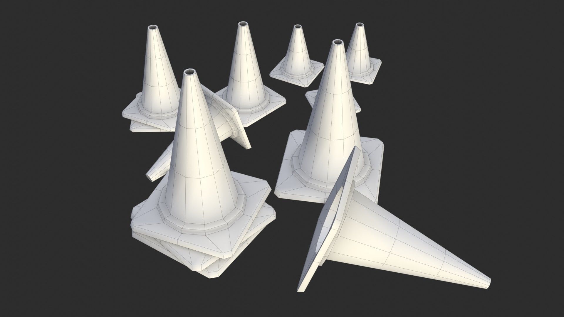 Traffic Cone Assets 01 Low-poly 3D model_17