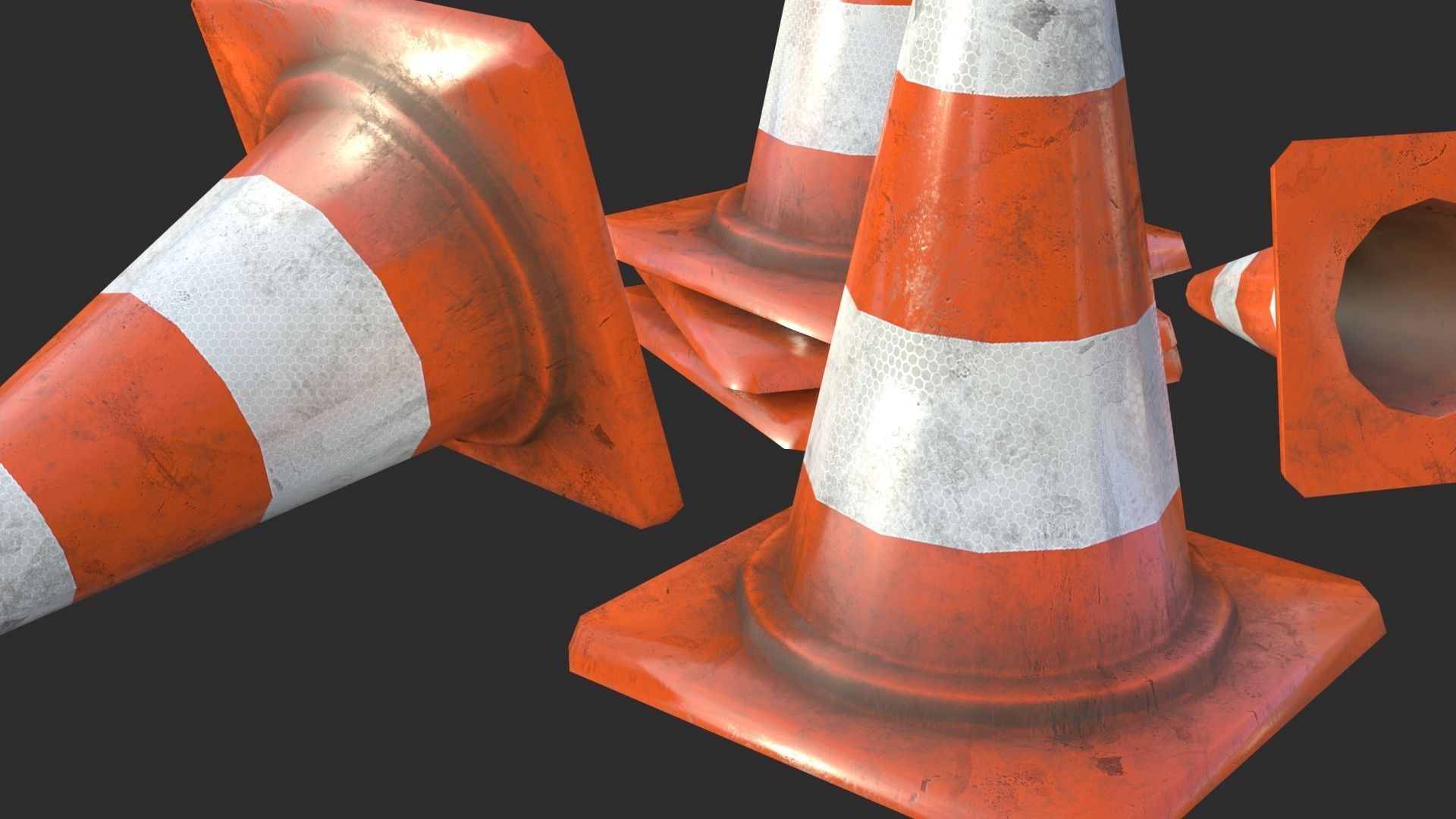 Traffic Cone Assets 01 Low-poly 3D model_10