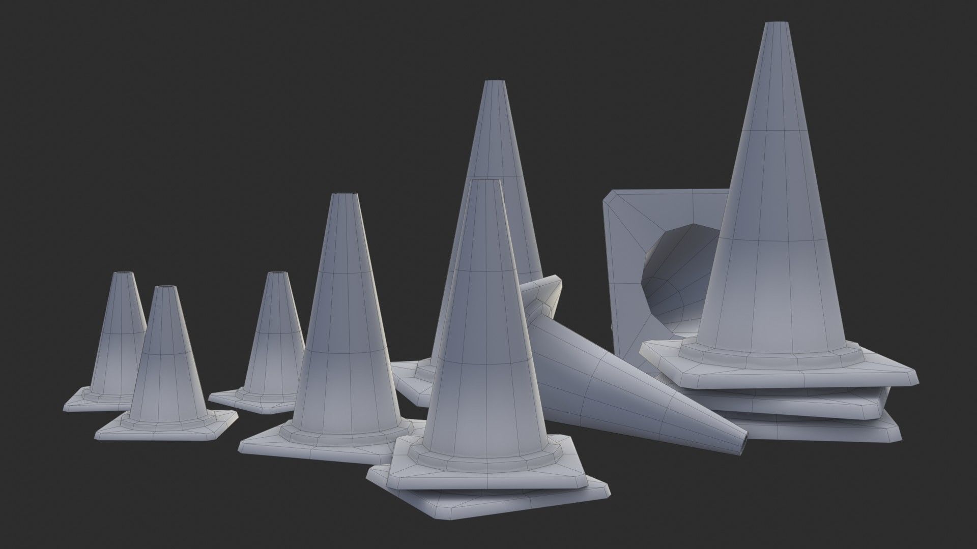 Traffic Cone Assets 01 Low-poly 3D model_14
