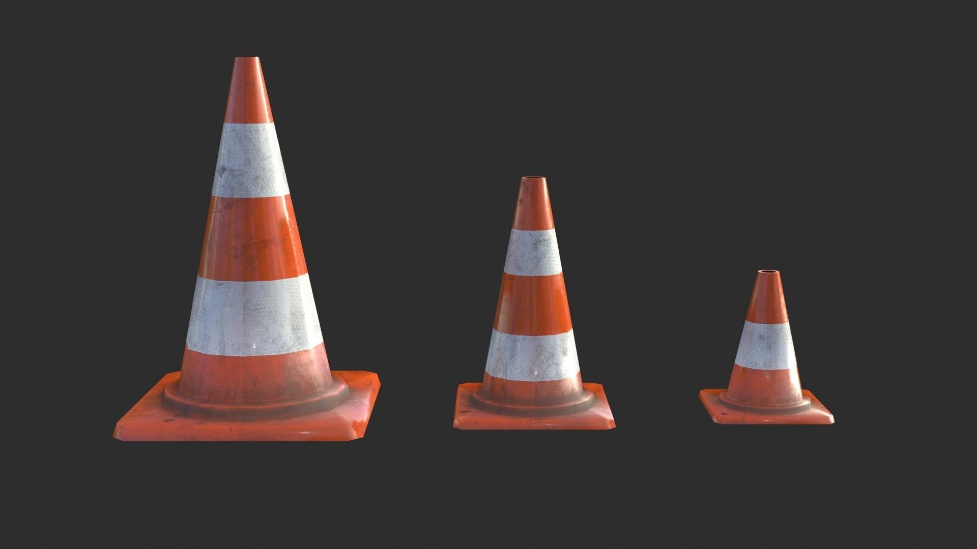 Traffic Cone Assets 01 Low-poly 3D model_2
