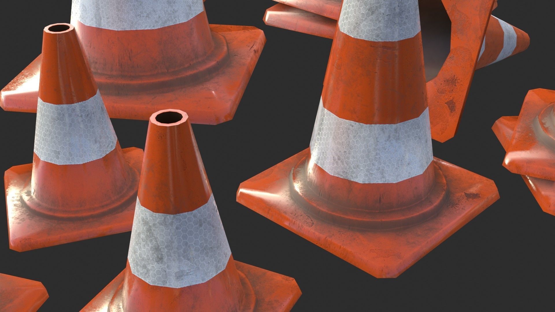Traffic Cone Assets 01 Low-poly 3D model_11