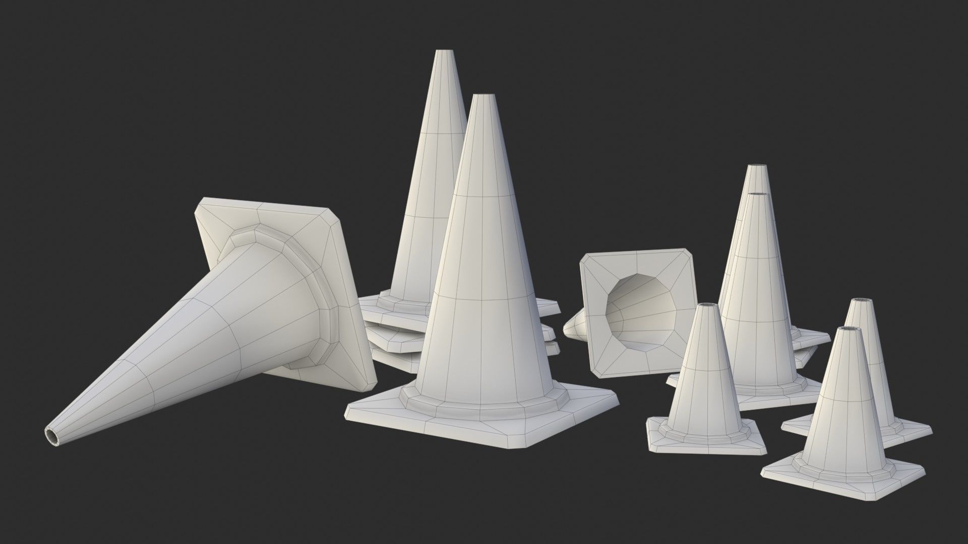 Traffic Cone Assets 01 Low-poly 3D model_12