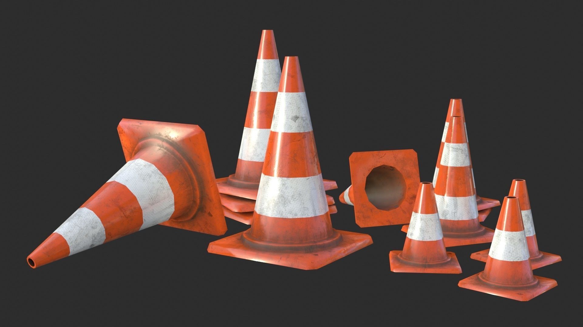 Traffic Cone Assets 01 Low-poly 3D model_3
