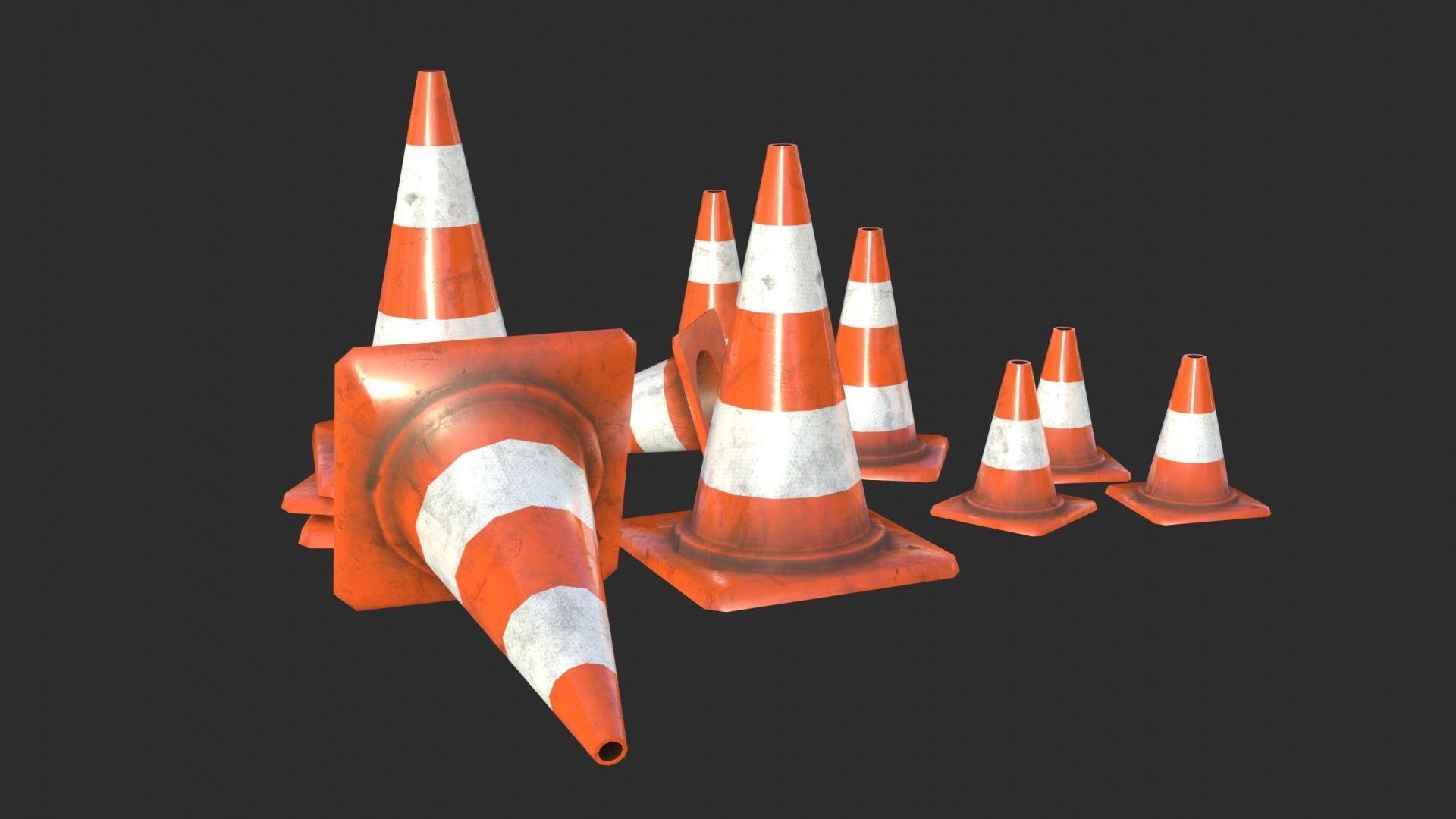 Traffic Cone Assets 01 Low-poly 3D model_9