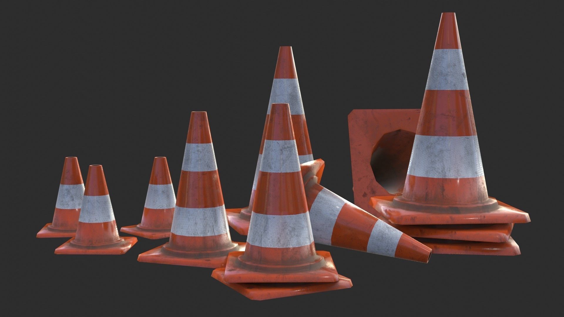 Traffic Cone Assets 01 Low-poly 3D model_5