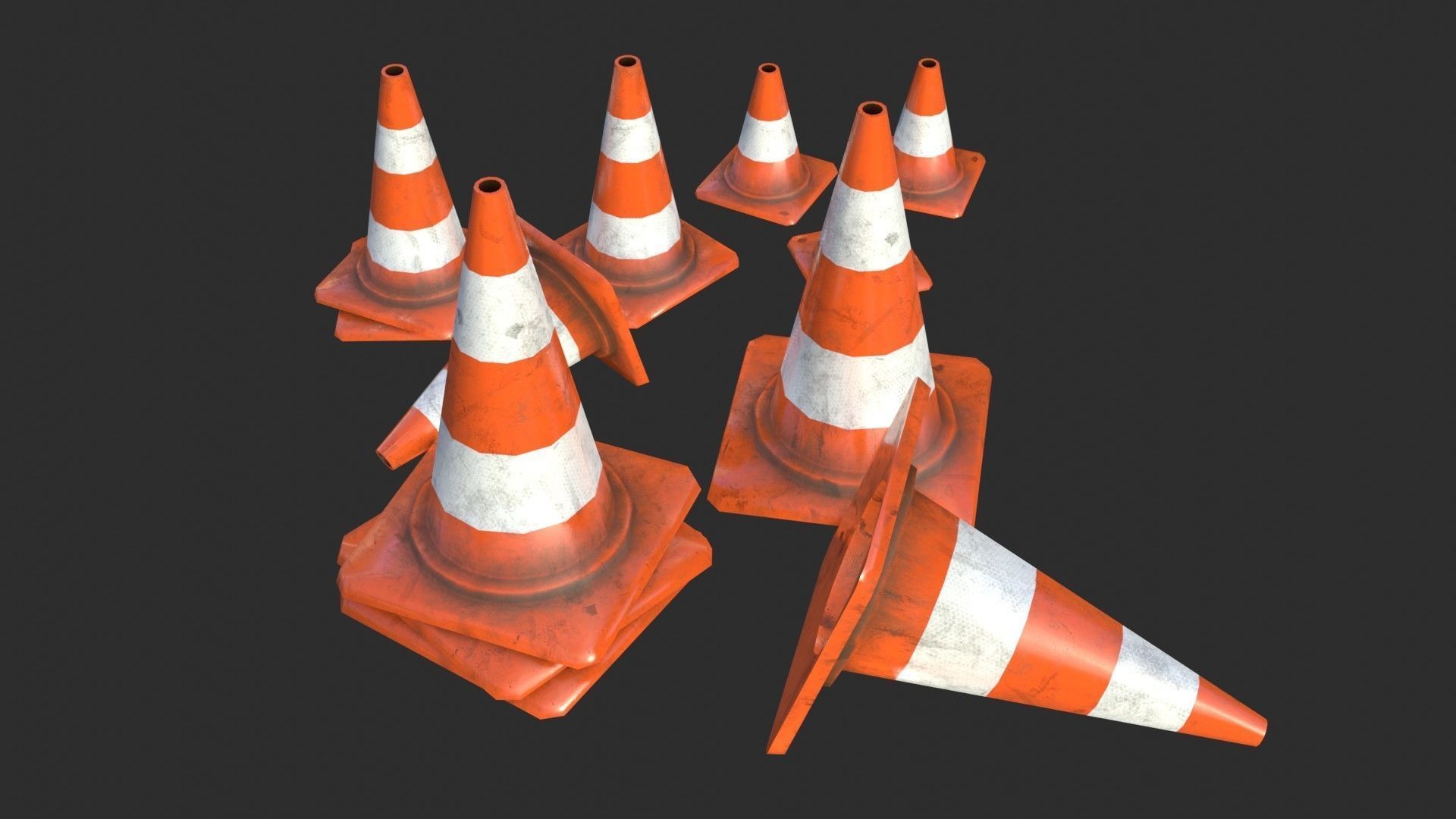 Traffic Cone Assets 01 Low-poly 3D model_8