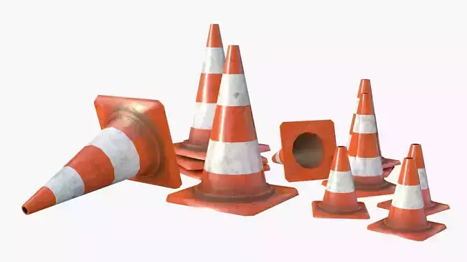 Traffic Cone Assets 01 Low-poly 3D model