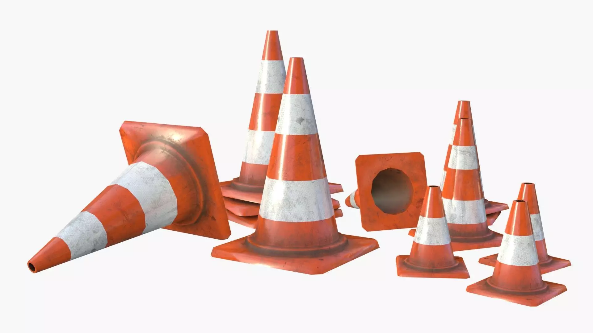 Traffic Cone Assets 01 Low-poly 3D model_0