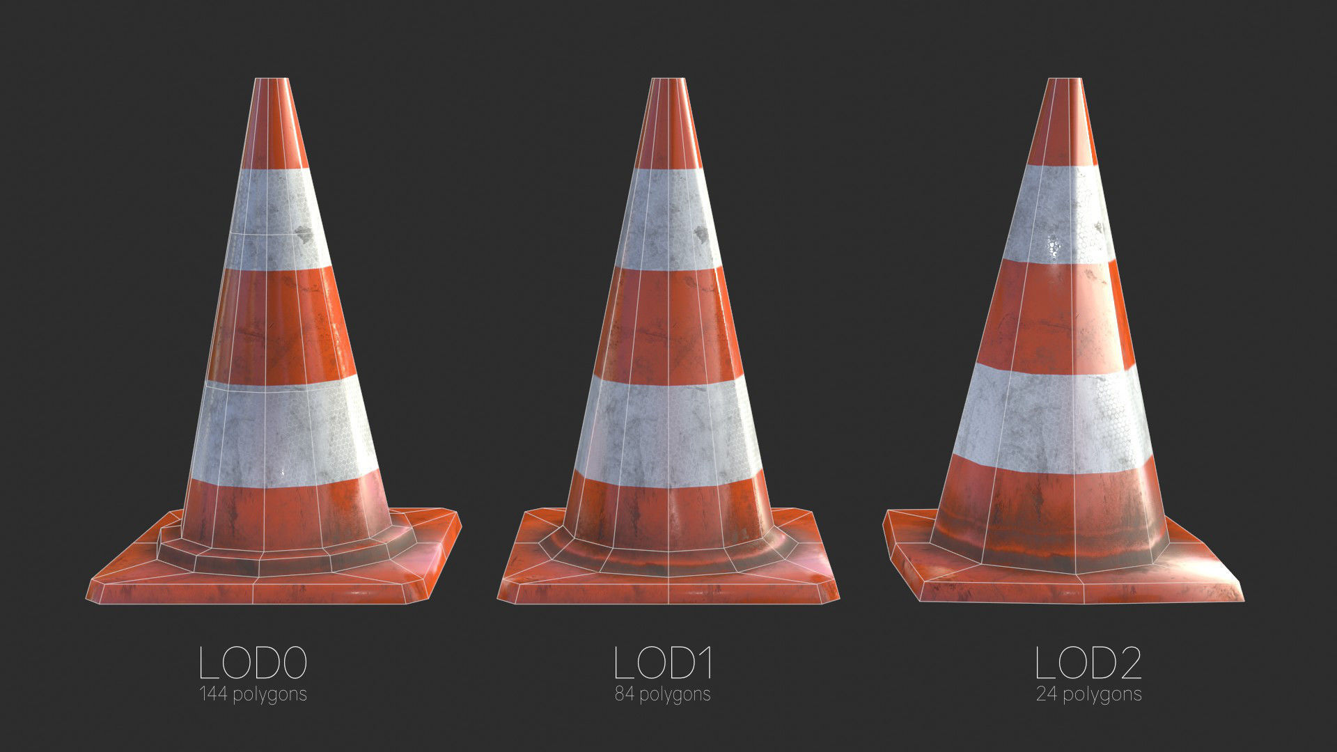 Traffic Cone Assets 01 Low-poly 3D model_19