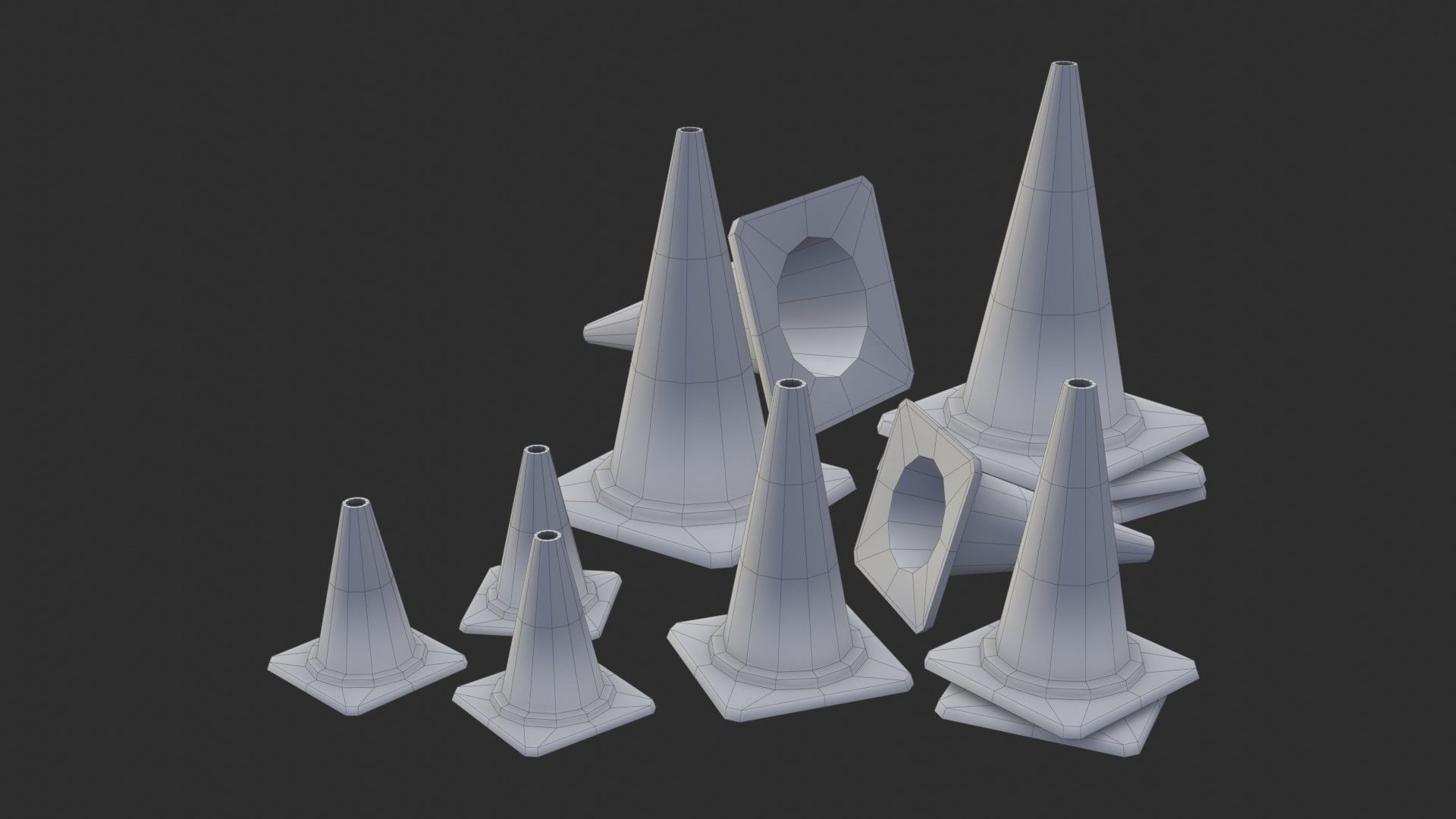 Traffic Cone Assets 01 Low-poly 3D model_13