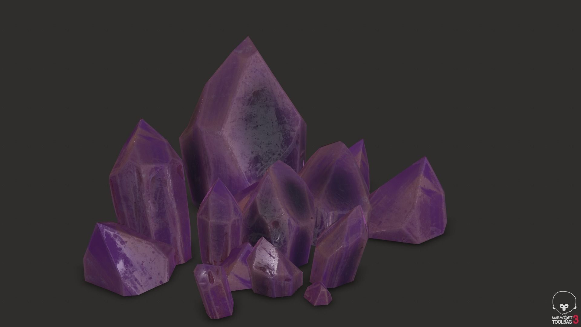 modular amethyst asset for lowpoly games Low-poly 3D model_1