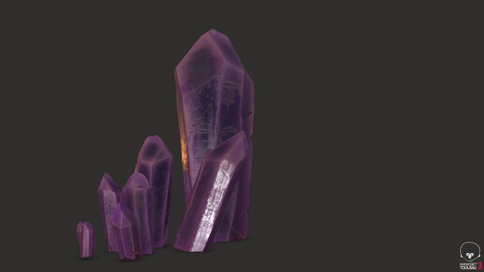 modular amethyst asset for lowpoly games Low-poly 3D model_13