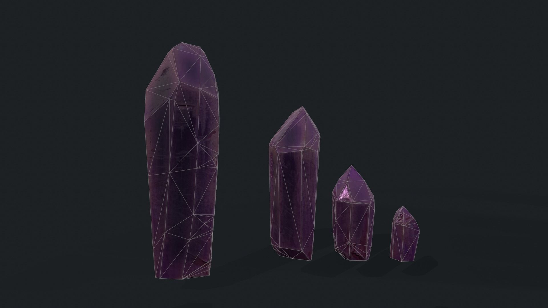 modular amethyst asset for lowpoly games Low-poly 3D model_17