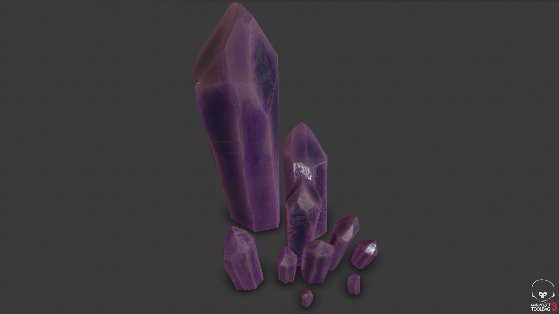 modular amethyst asset for lowpoly games Low-poly 3D model_9