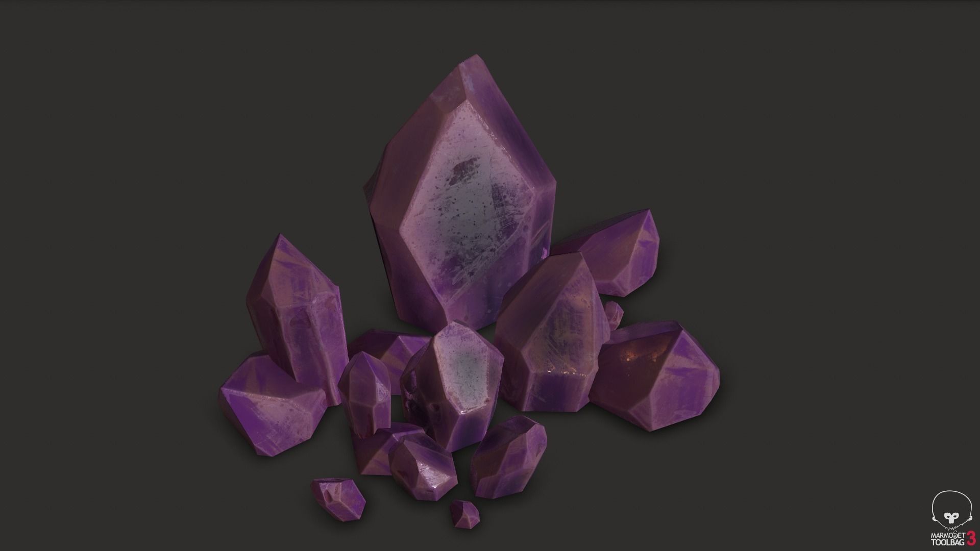 modular amethyst asset for lowpoly games Low-poly 3D model_14