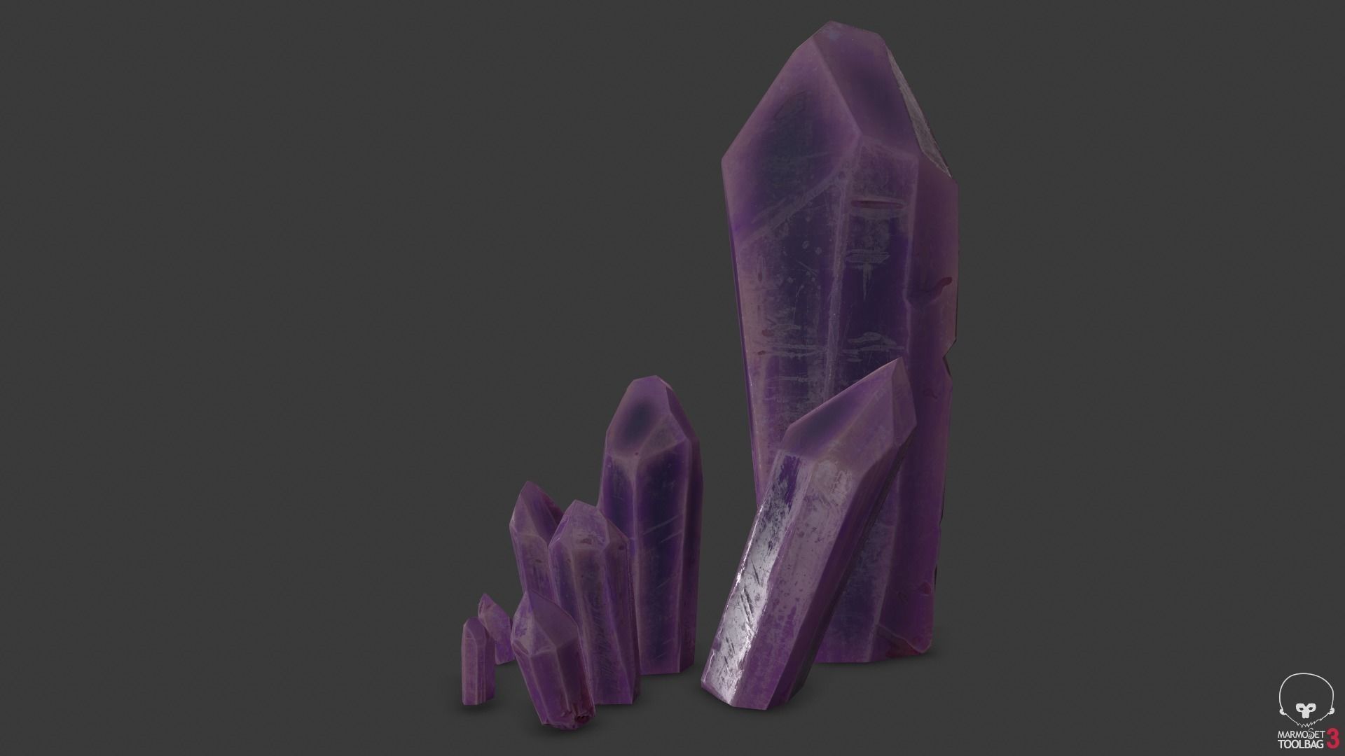 modular amethyst asset for lowpoly games Low-poly 3D model_8